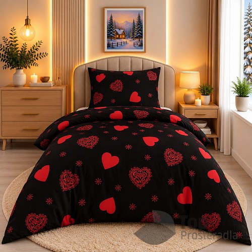 Mikroplyšové povlečení Premium 140x200+70x90 Srdce