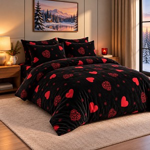 Mikroplyšové povlečení Premium 140x200+70x90 Srdce
