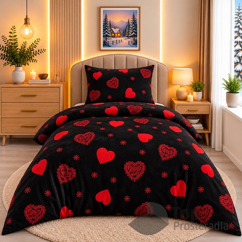 Mikroplyšové povlečení Premium 140x200+70x90 Srdce