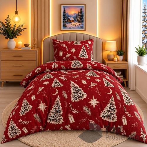 Mikroplyšové povlečení Premium 140x200+70x90 Stromečky a dárky