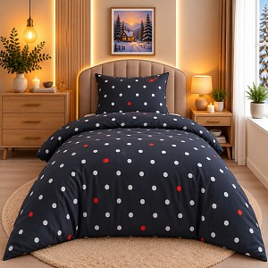 Mikroplyšové povlečení Premium 140x200+70x90 Puntíky šedé