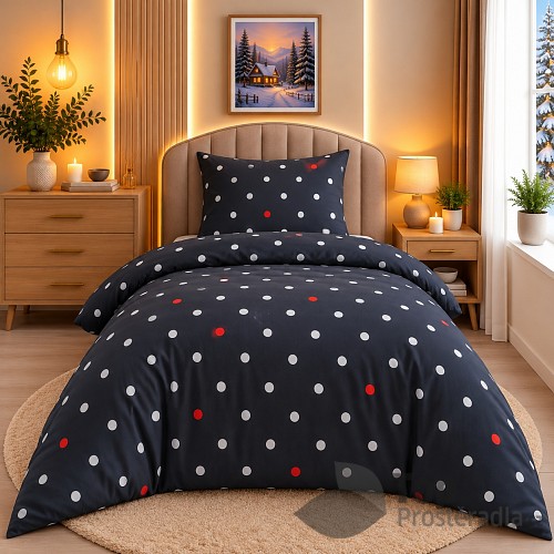 Mikroplyšové povlečení Premium 140x200+70x90 Puntíky šedé