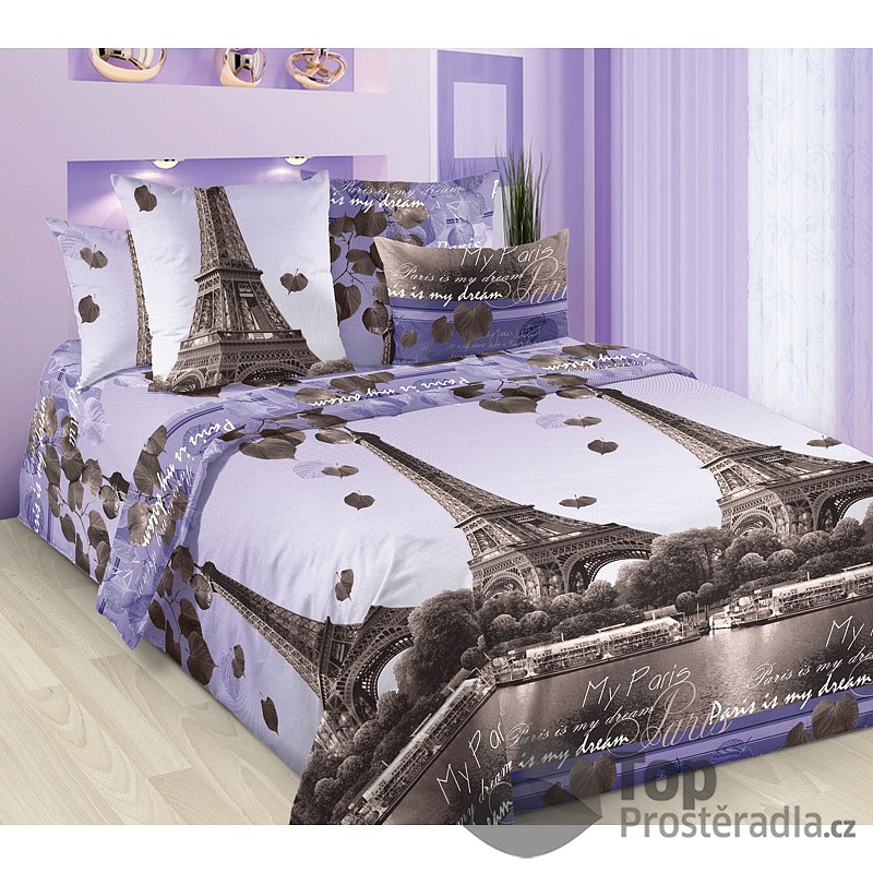 TOP Perkálové povlečení ROMANTIKA V PAŘÍŽI 140x220+70x90