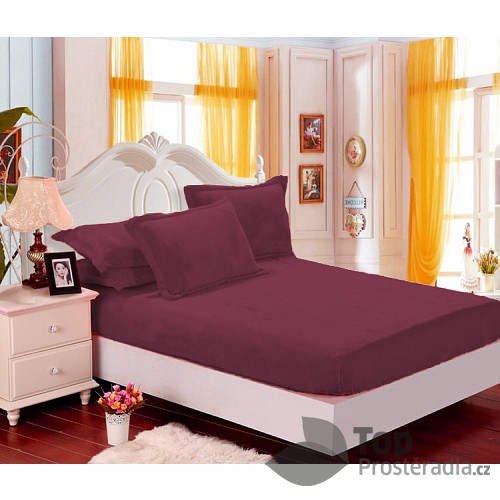 Mikroplyšové prostěradlo 90x200 Elegance - Vínová