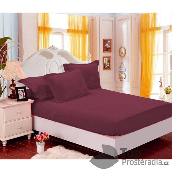 Mikroplyšové prostěradlo 90x200 Elegance – Vínová