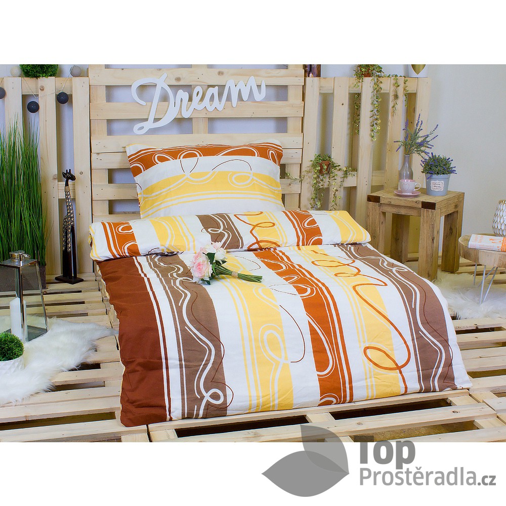 DELUXE FLANELOVÉ POVLEČENÍ 140x200 70x90 Hnědá vlnka