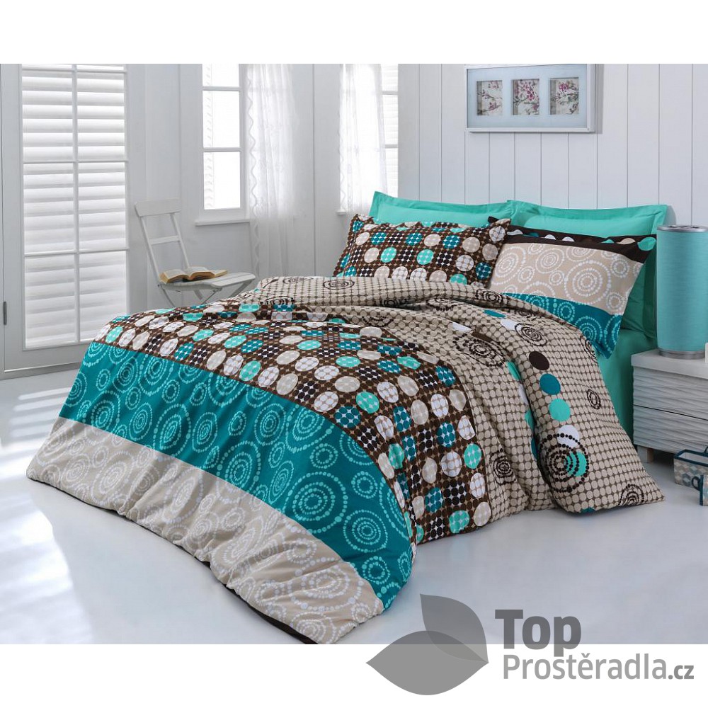 TOP Francouzské bavlněné povlečení DELUX CIRCLES 200x200+2x70x90