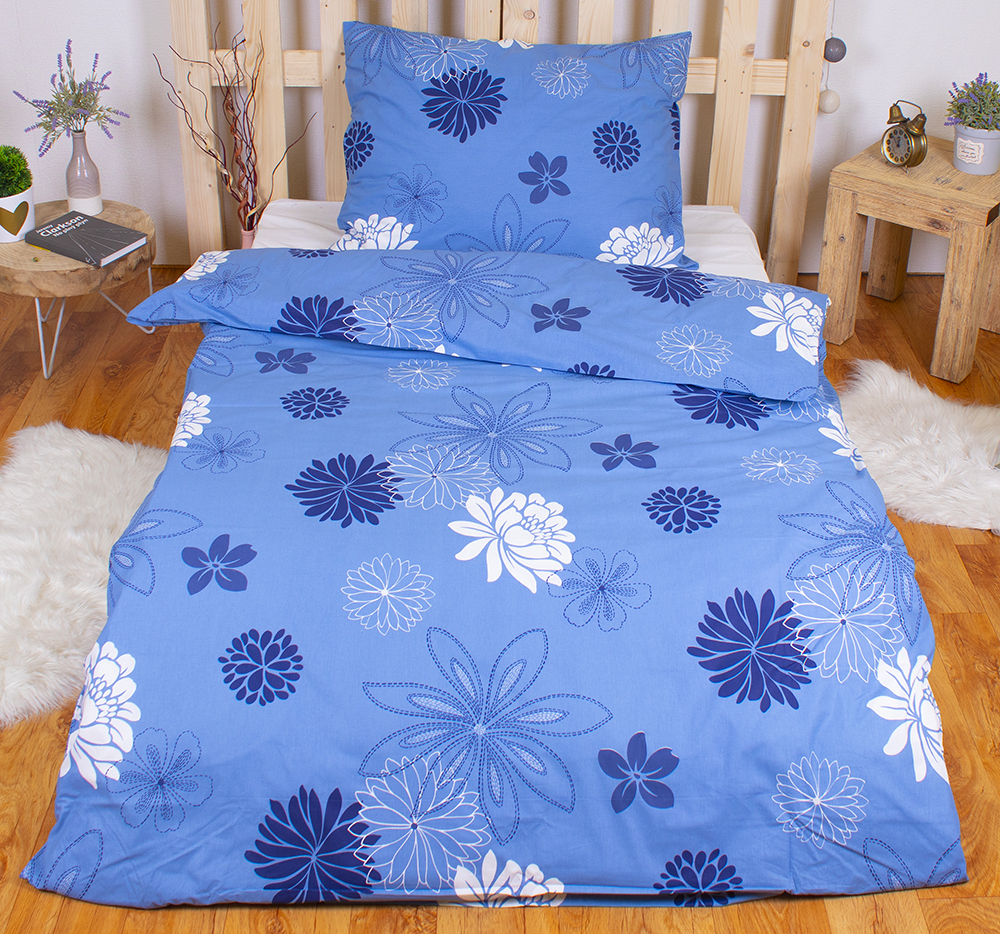 TP Bavlněné povlečení květinová variace modrá 140x200+70x90