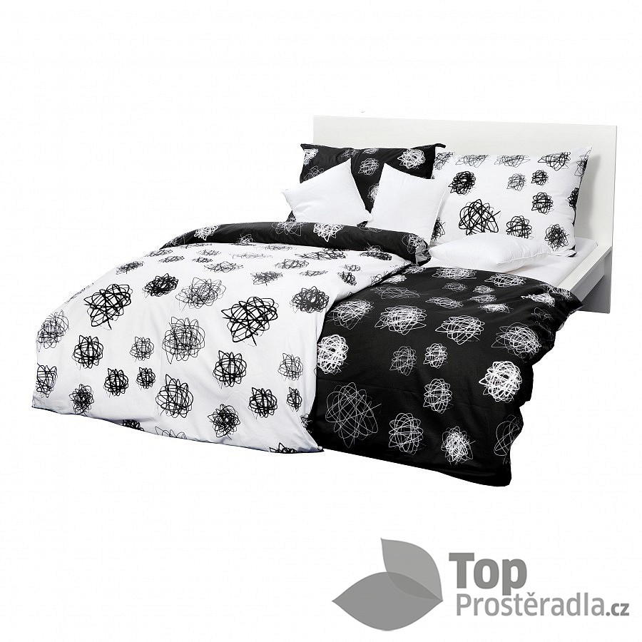 TOP Bavlněné povlečení orbit černo-bílý 70x90 140x200