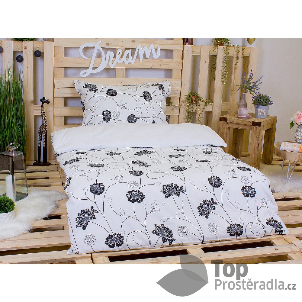 TOP Bavlněné povlečení Astra černo-bílá 140x200+70x90