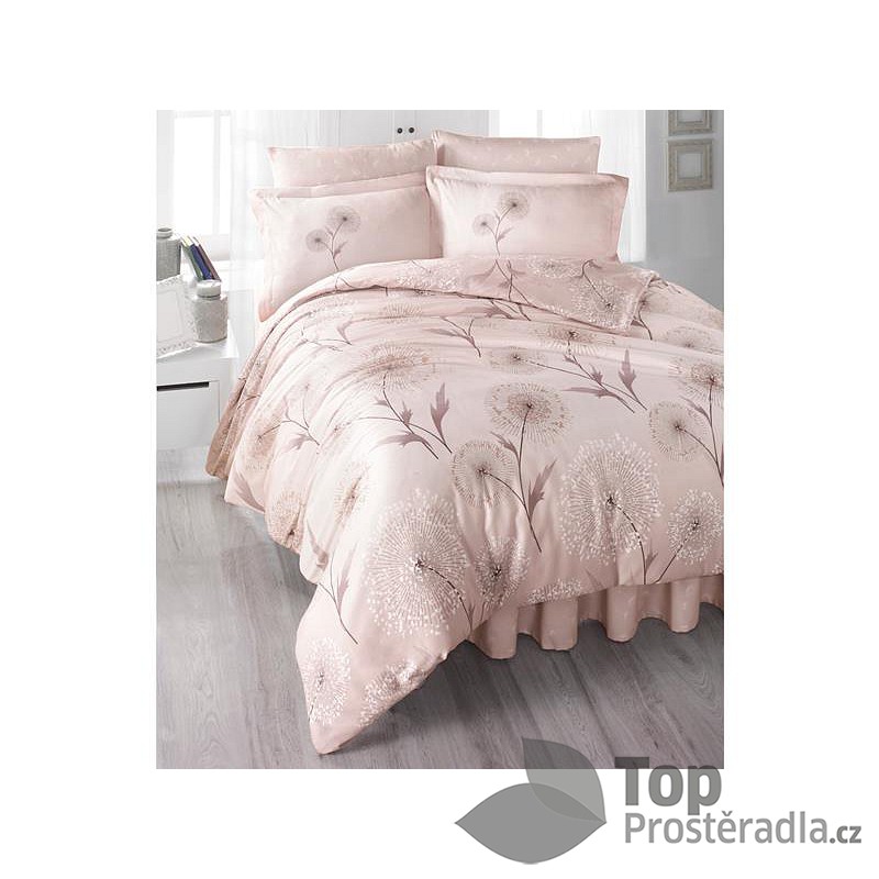 TOP Saténové povlečení PAMPELIŠKY hněd 220x200 2x70x90