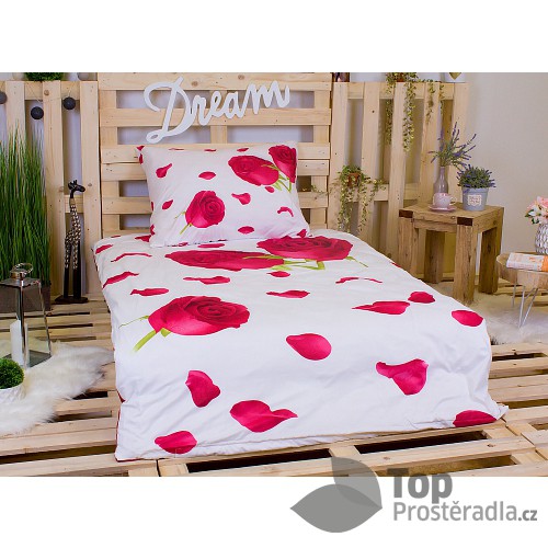 3D povlečení 140x200+70x90 Růže červená