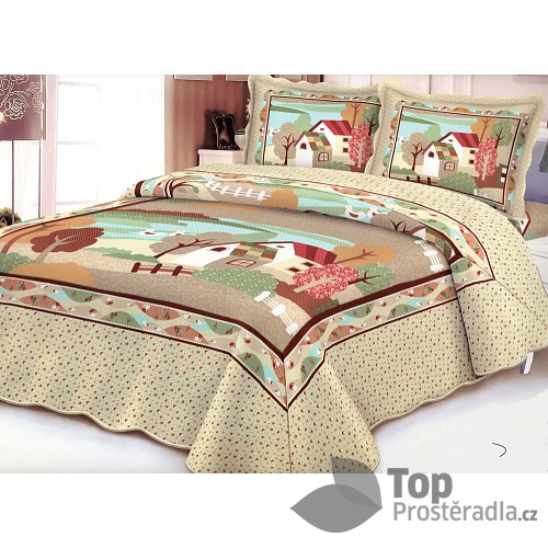 Přehoz na postel s povlaky na polštářky 240x220 + 2x50x70 VILLAGE