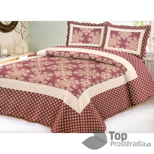 Přehoz na postel s povlaky na polštářky 240x220 + 2x50x70 BORDO