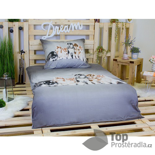3D povlečení 140x200+70x90 Štěňata