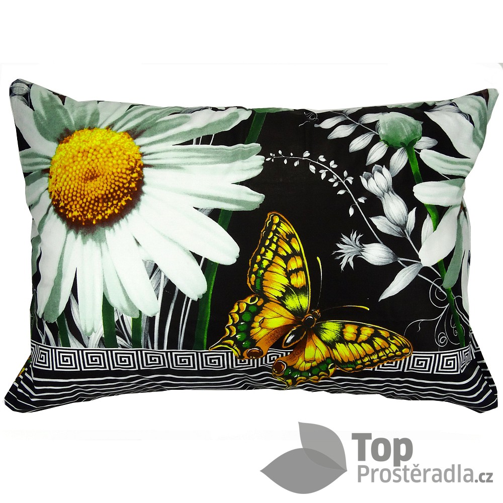 TOP Bavlněný povlak Kopretiny Černé 50x70
