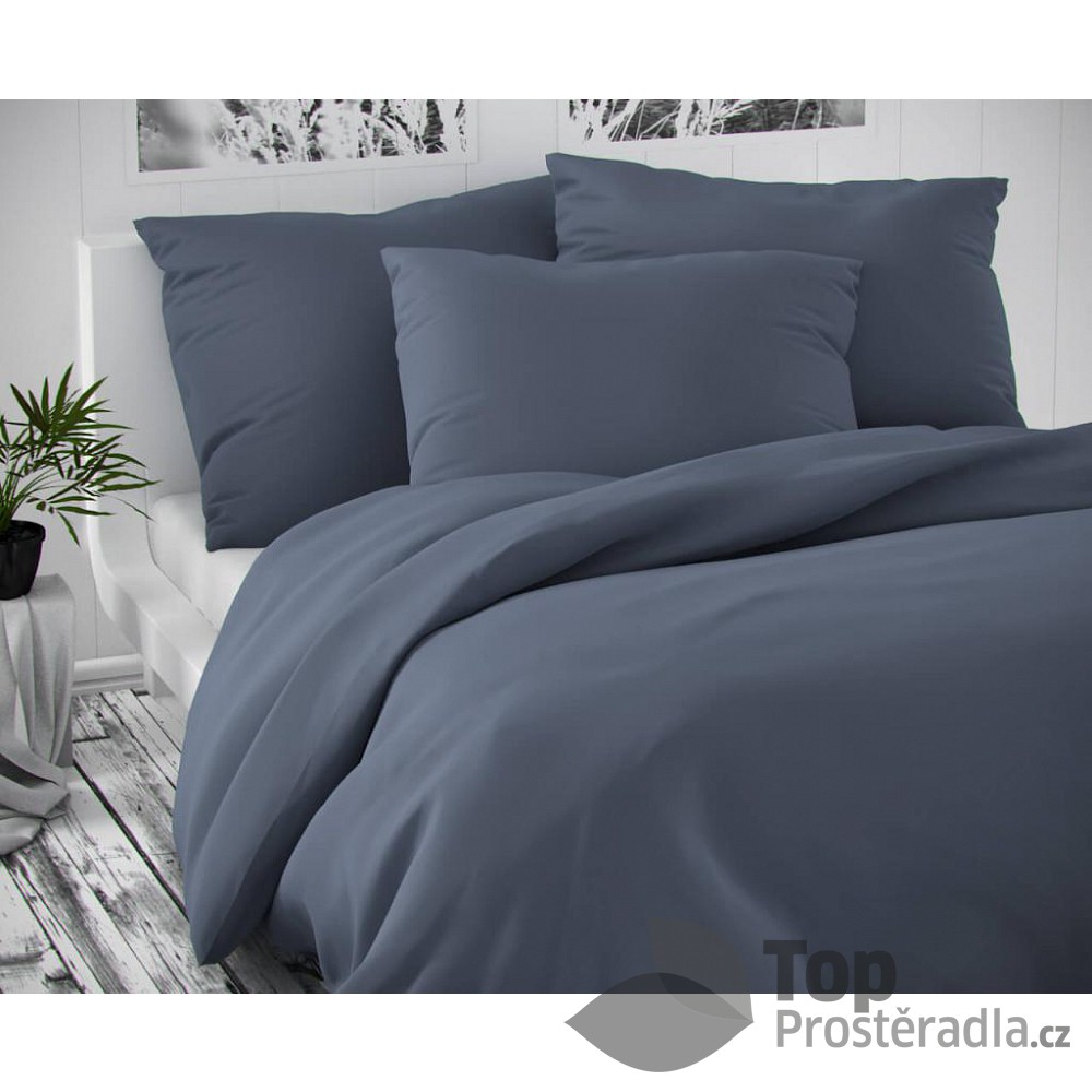 TOP Saténové francouzské prodloužené povlečení LUXURY COLLECTION 220x220+2x70x90cm tmavě šedé