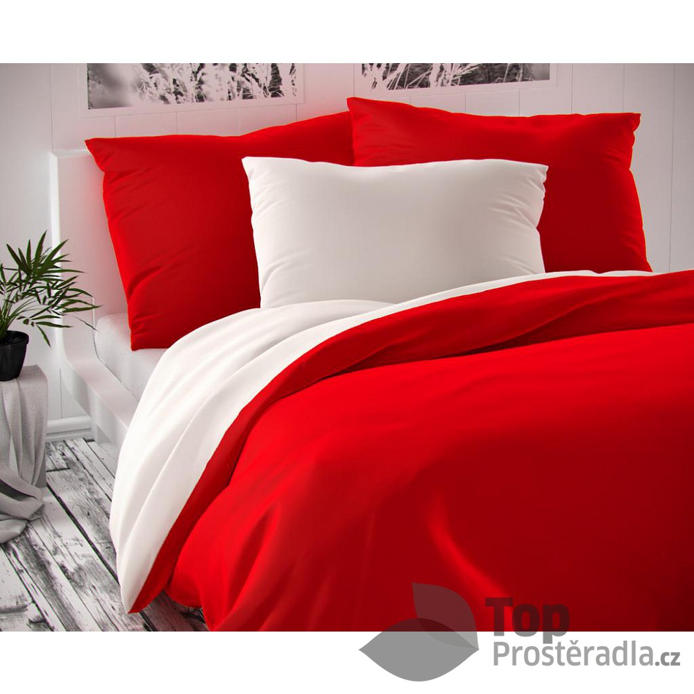TOP Saténové povlečení LUXURY COLLECTION 140x200+70x90cm červené / bílé