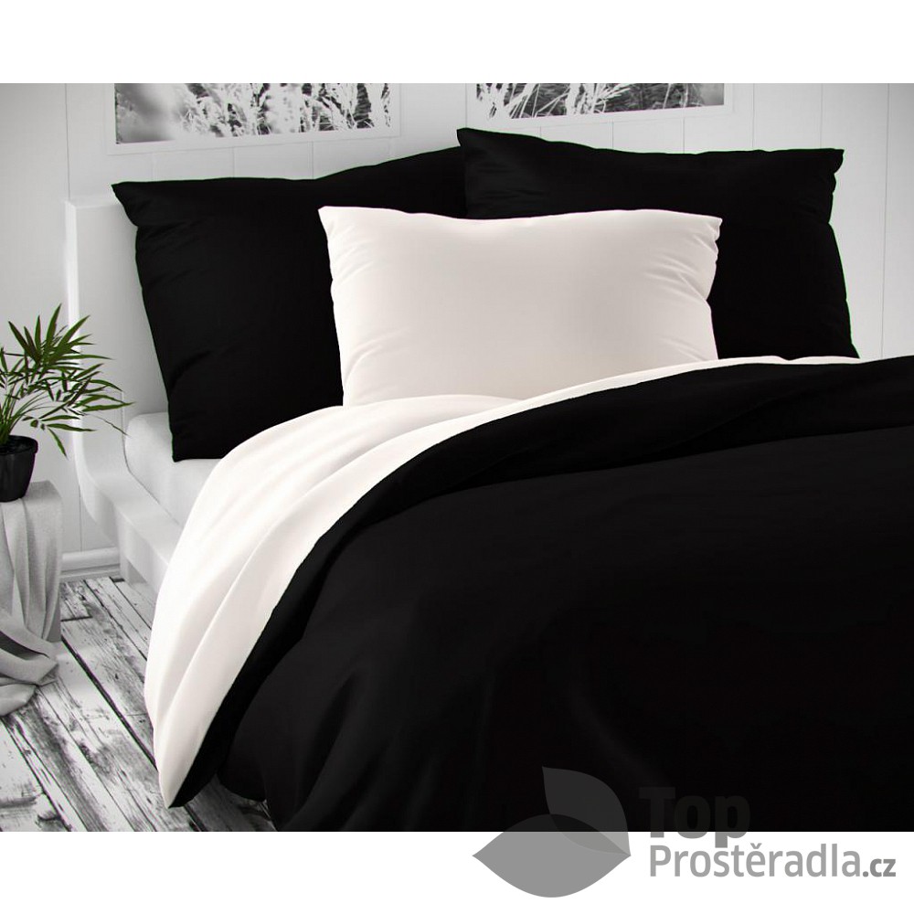 TOP Saténové povlečení LUXURY COLLECTION 140x200+70x90cm černé / bílé