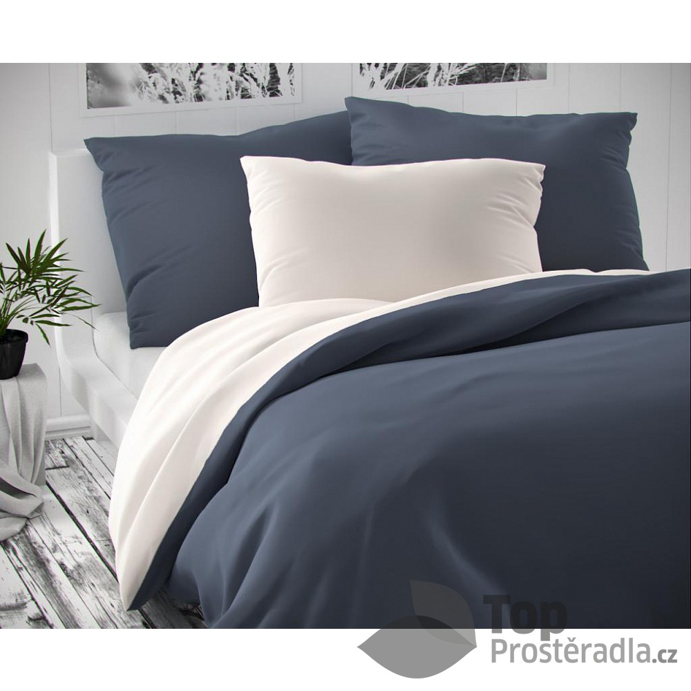 TOP Saténové povlečení LUXURY COLLECTION 140x200+70x90cm tmavě šedé / bílé