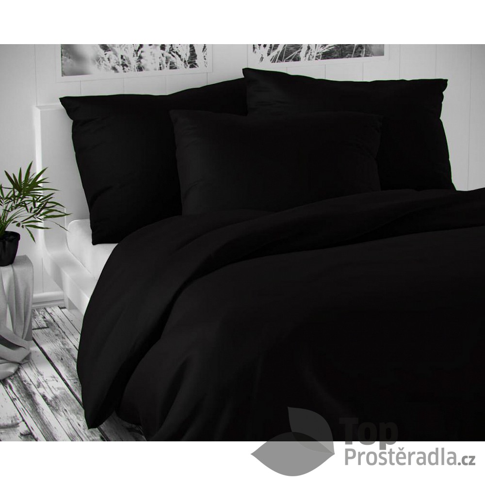 TOP Saténové prodloužené povlečení LUXURY COLLECTION 140x220+70x90cm černé