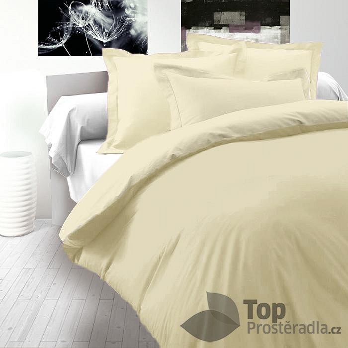 TOP Saténové prodloužené povlečení LUXURY COLLECTION 140x220+70x90cm smetanové