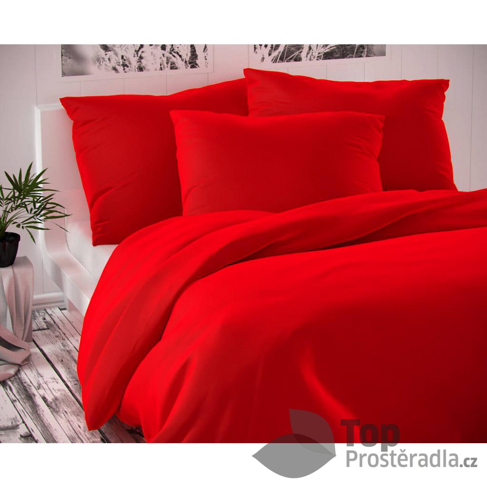 TOP Saténové francouzské povlečení LUXURY COLLECTION 220x200+2x70x90cm červené