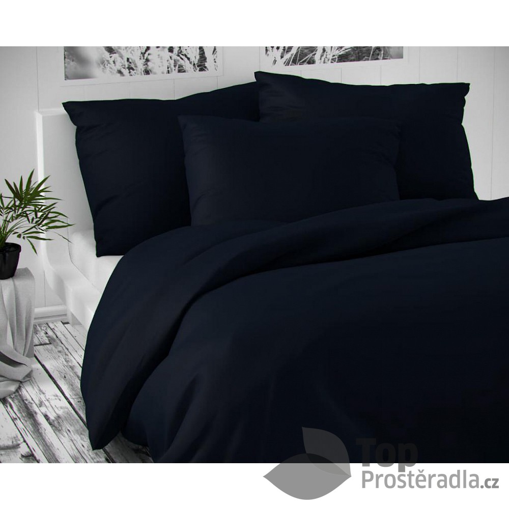TOP Saténové povlečení LUXURY COLLECTION 140x200+70x90cm tmavě modré