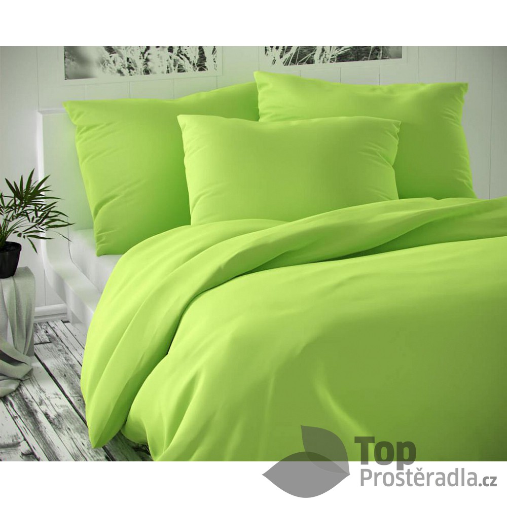 TOP Saténové francouzské povlečení LUXURY COLLECTION 220x200+2x70x90cm světle zelené