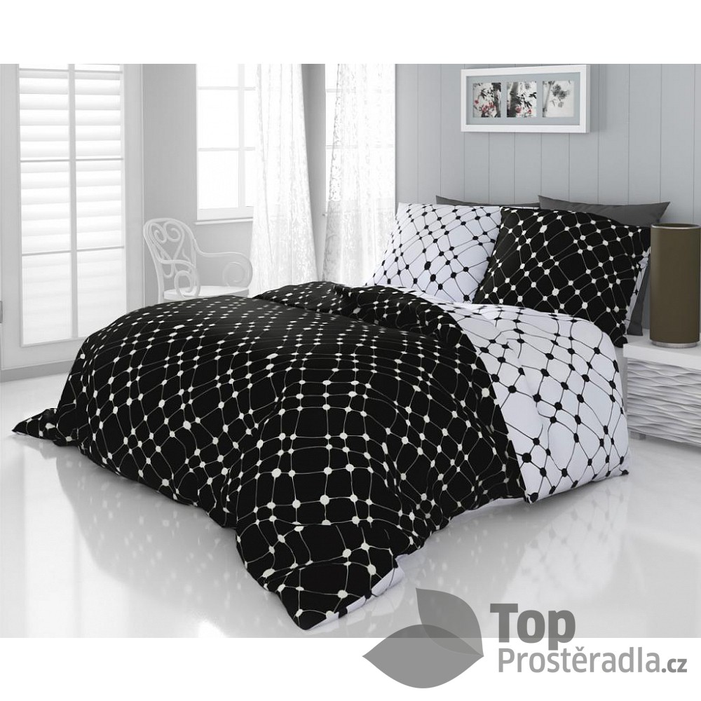 TOP Saténové povlečení LUXURY COLLECTION 140x200+70x90cm Infinity černobílé