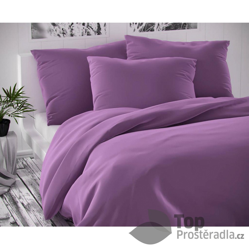 TOP Saténové prodloužené povlečení LUXURY COLLECTION 140x220+70x90cm fialové