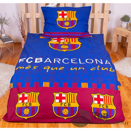 Bavlněné povlečení FC BARCELONA modrá/vínová 140x200+70x90