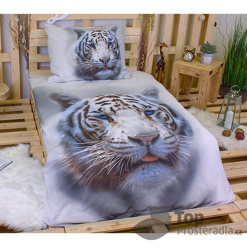 3D povlečení 140x200+70x90 White tiger