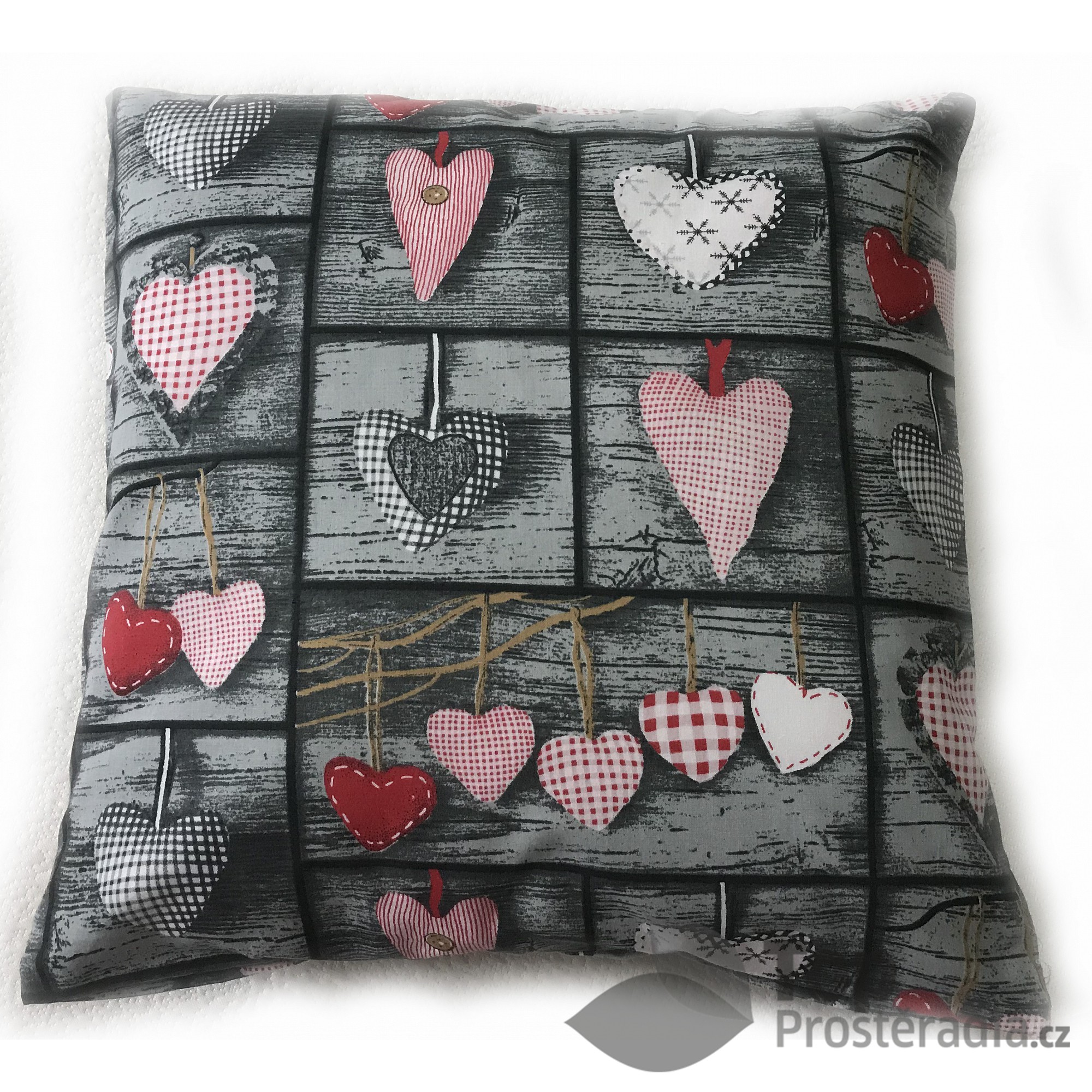 Povlak na polštářek Patchwork srdce 3D 40x40