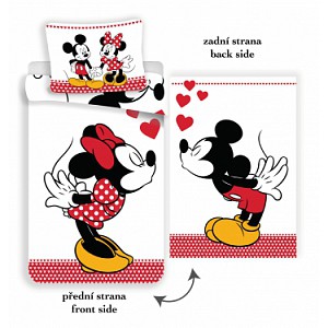 Dětské bavlněné povlečení Mickey a Minnie in love 140x200+70x90
