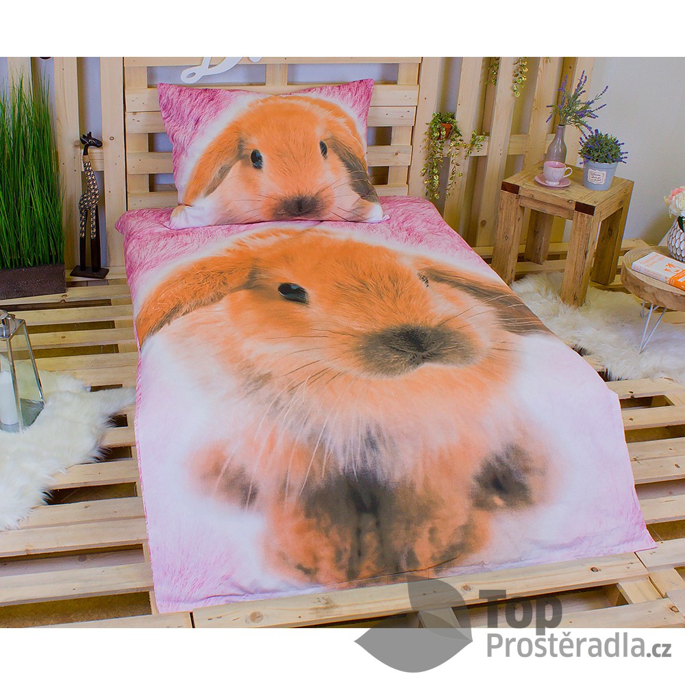 Jerry Fabrics 3D povlečení bavlna 140x200 + 70x90 - Králíček