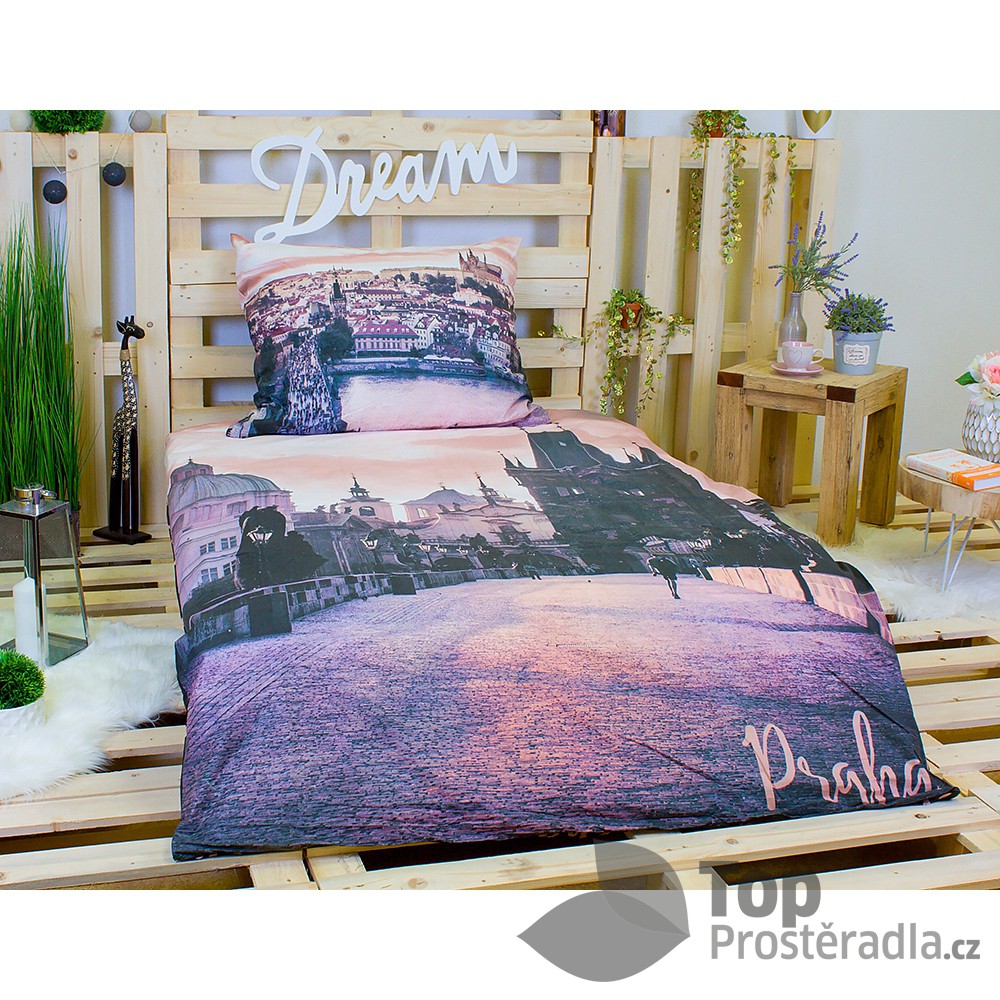 Jerry Fabrics 3D povlečení bavlna 140x200 + 70x90 - Praha Romantická