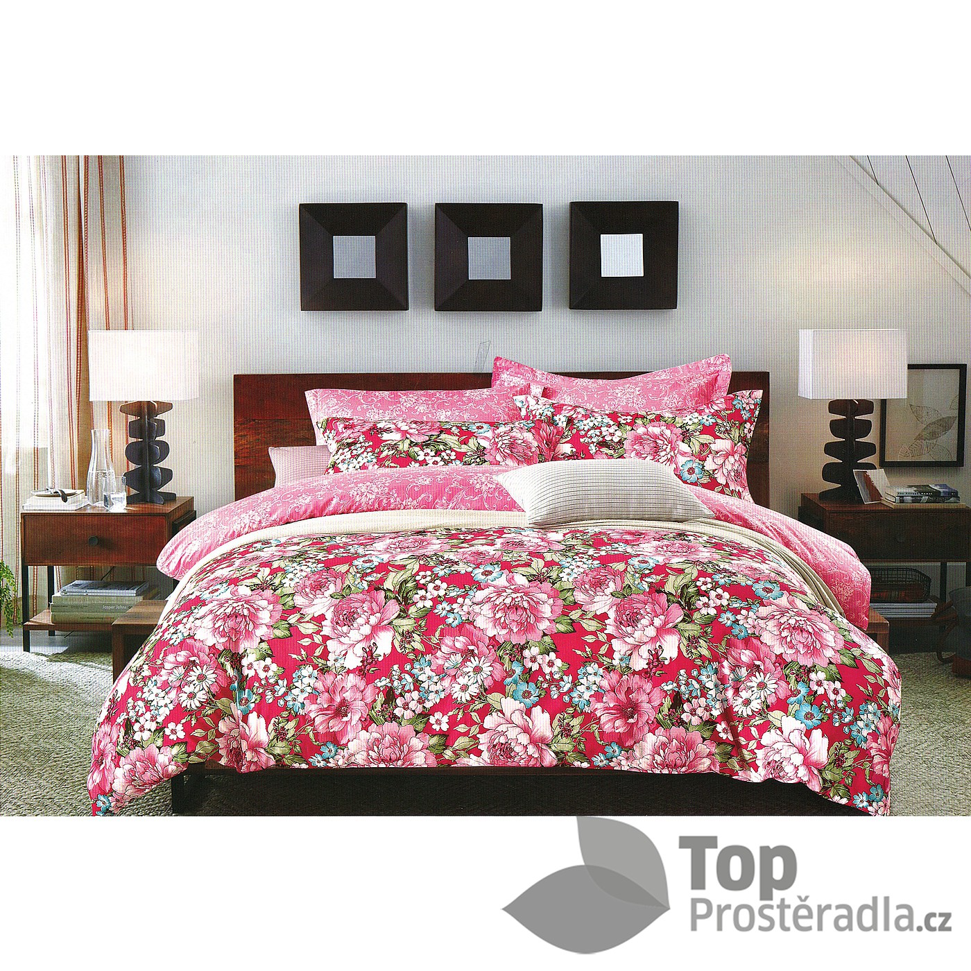 TOP Prošívaný dekorační přehoz 240x260 Rose garden