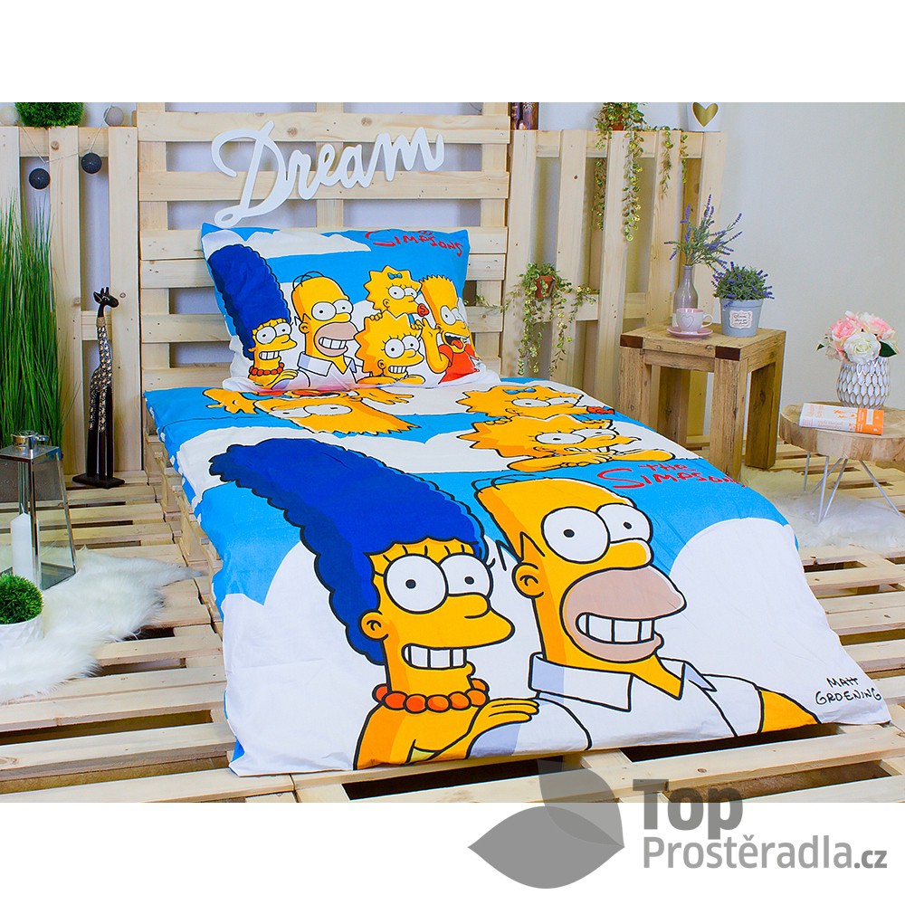 Dětské bavlněné povlečení Simpsonovi rodinka 140x200+70x90