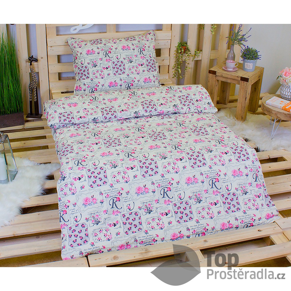 TOP Bavlněné povlečení PATCHWORK PINK 140x200+70x90