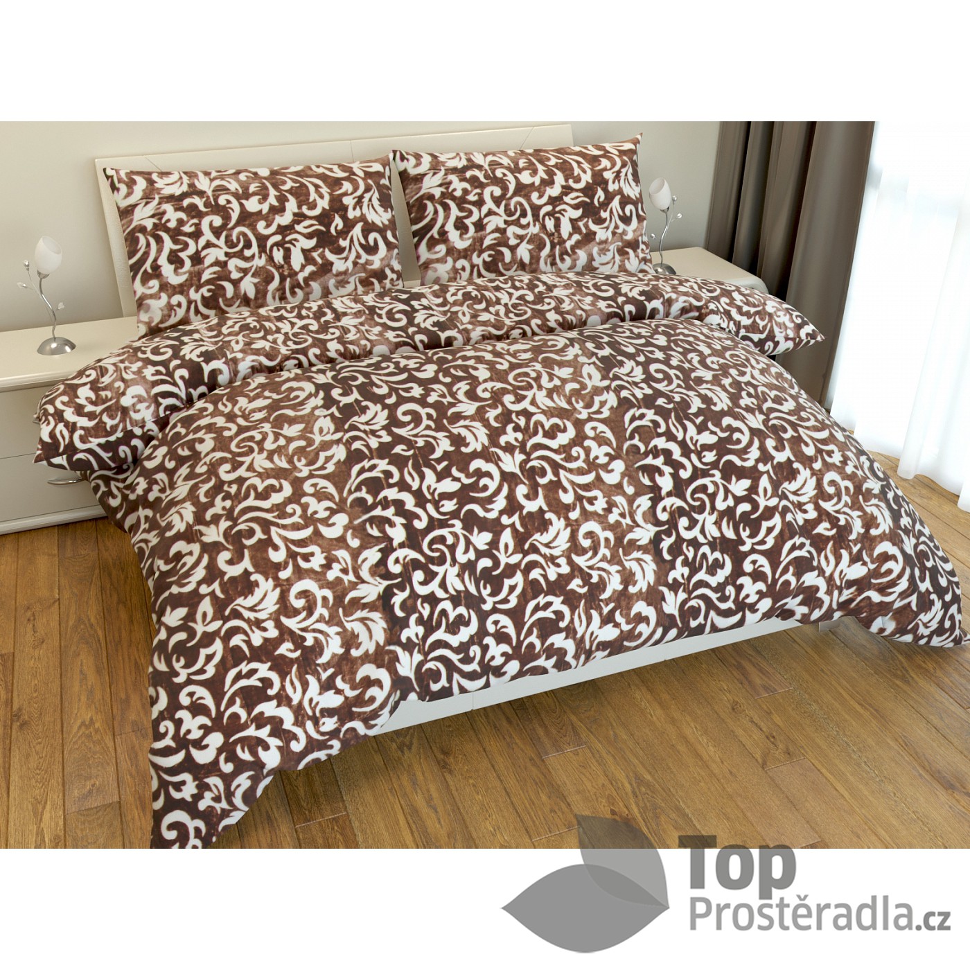 TOP Povlečení mikroflanel DELUXE Floral 220x200+2x70x90