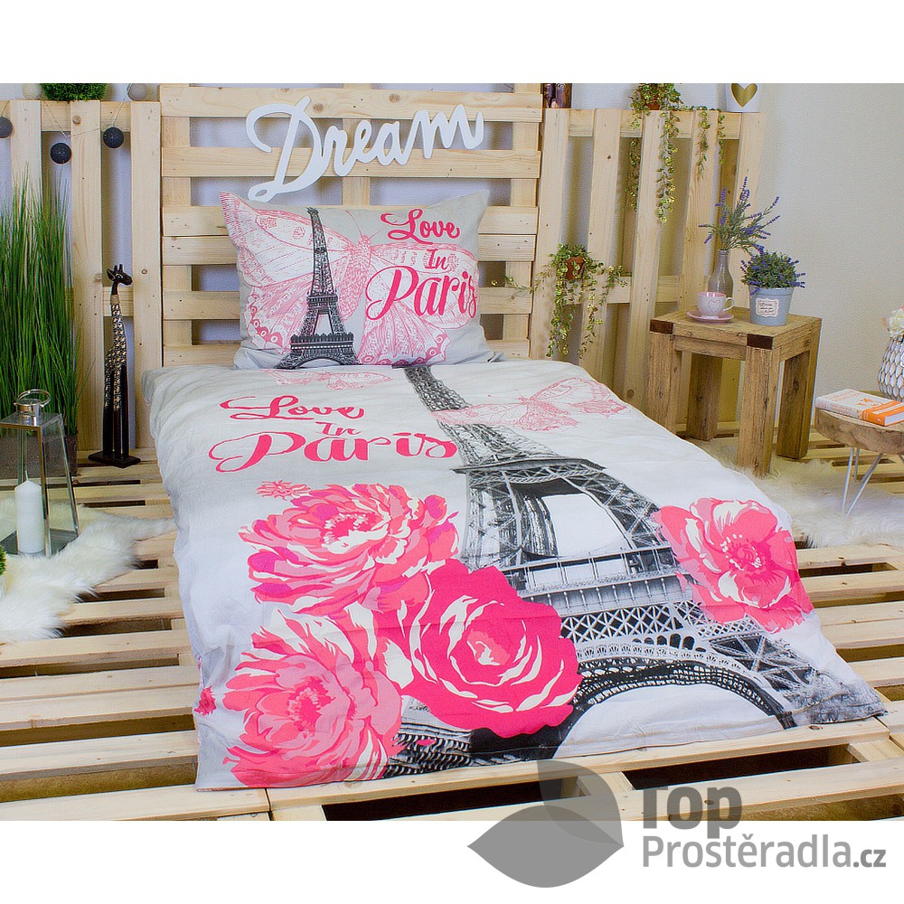 TOP Bavlněné povlečení LOVE IN PARIS 140x200+70x90