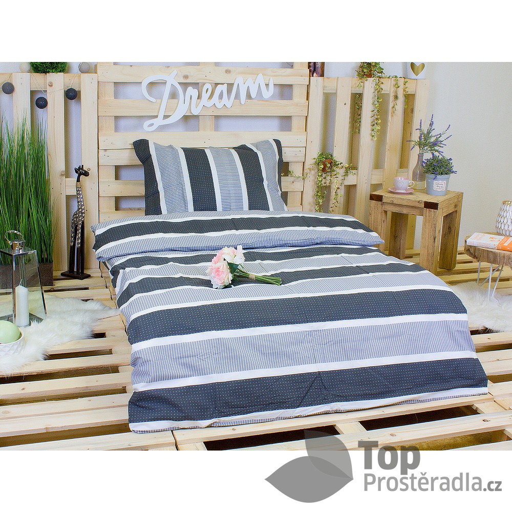 TOP Bavlněné povlečení 140x200 70x90 Styl šedý