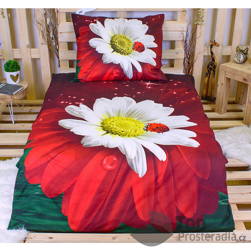TP 3D povlečení 140x200 + 70x90 - Kopretina s beruškou