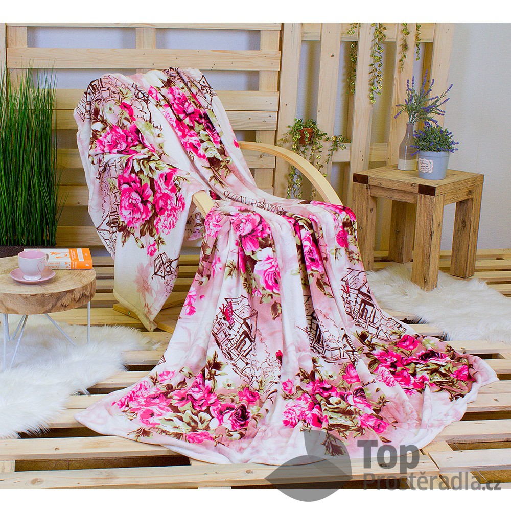 TOP Mikroflanelová deka 230 x 200 - Zahrada růží
