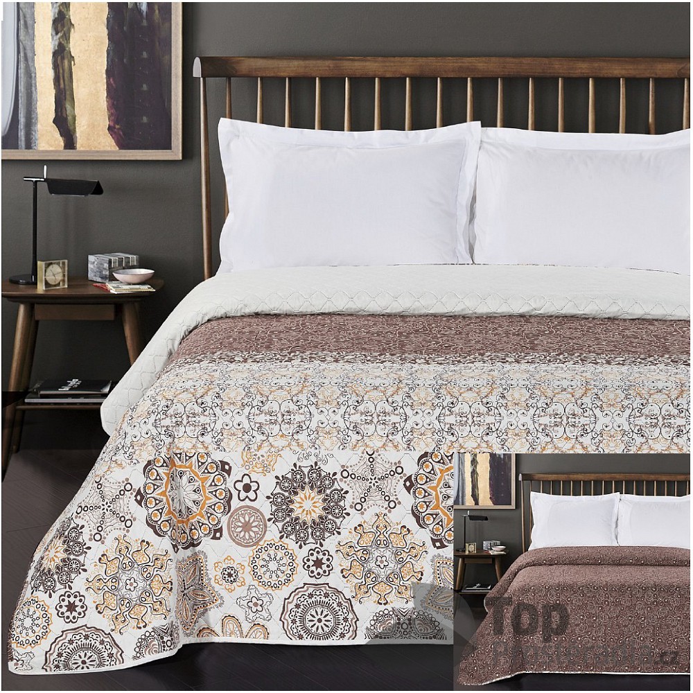 TOP Prošívaný dekorační přehoz 240x260 Alhambra hnědo-oranžová