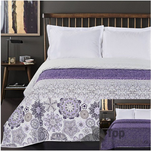 TOP Prošívaný dekorační přehoz 240x260 Alhambra purpurovo-fialová