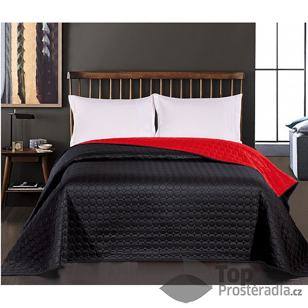 TOP Prošívaný dekorační přehoz 240x260 Salice černo-červená