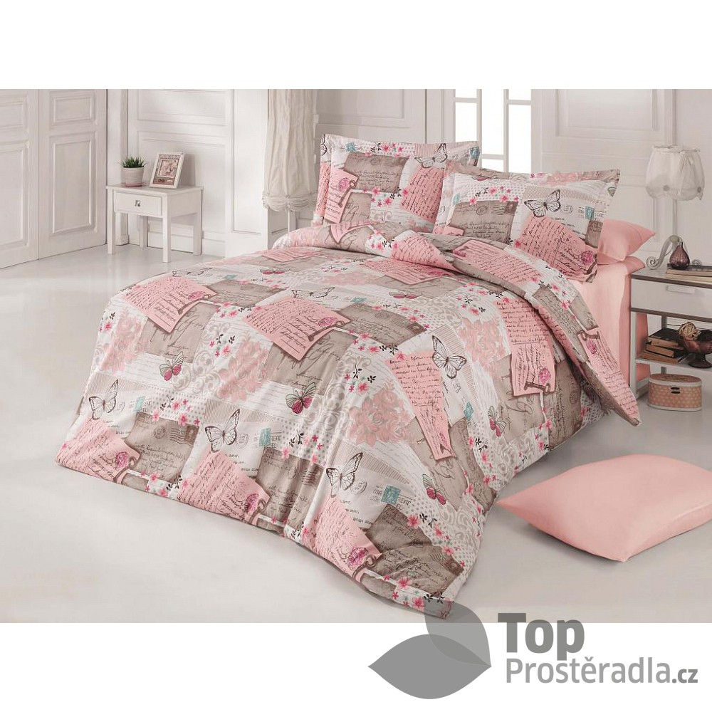 TOP Klasické ložní bavlněné povlečení DELUX LOVE LETTER 140x200+70x90