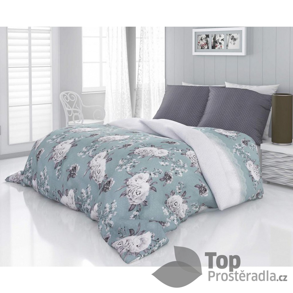 TOP Saténové povlečení LUXURY COLLECTION 140x200+70x90 KENZO zelené